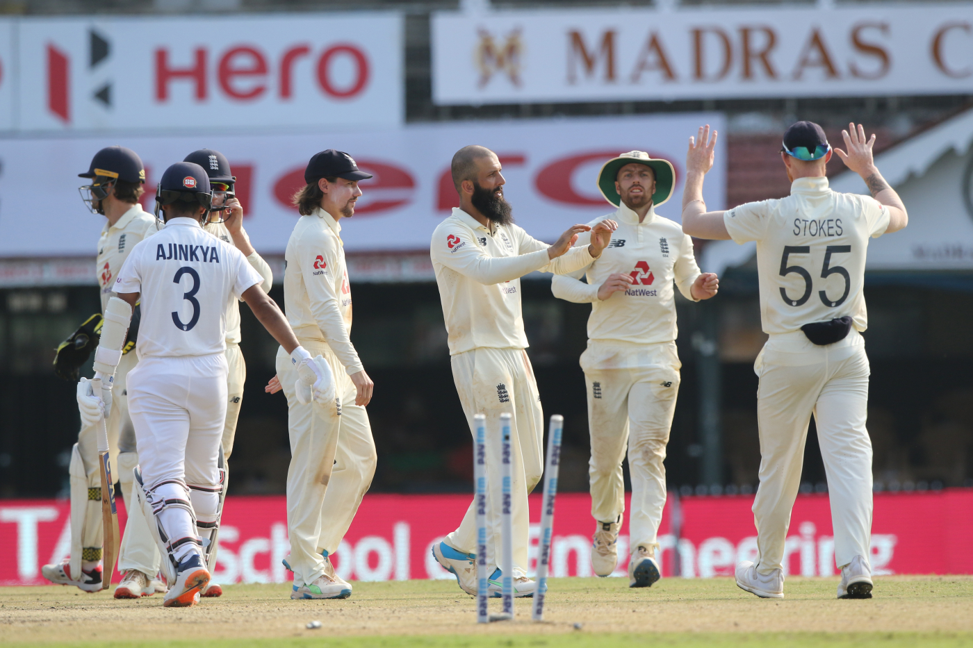 England celebrate an Indian wicket on Day 1 of the second Test | BCCI