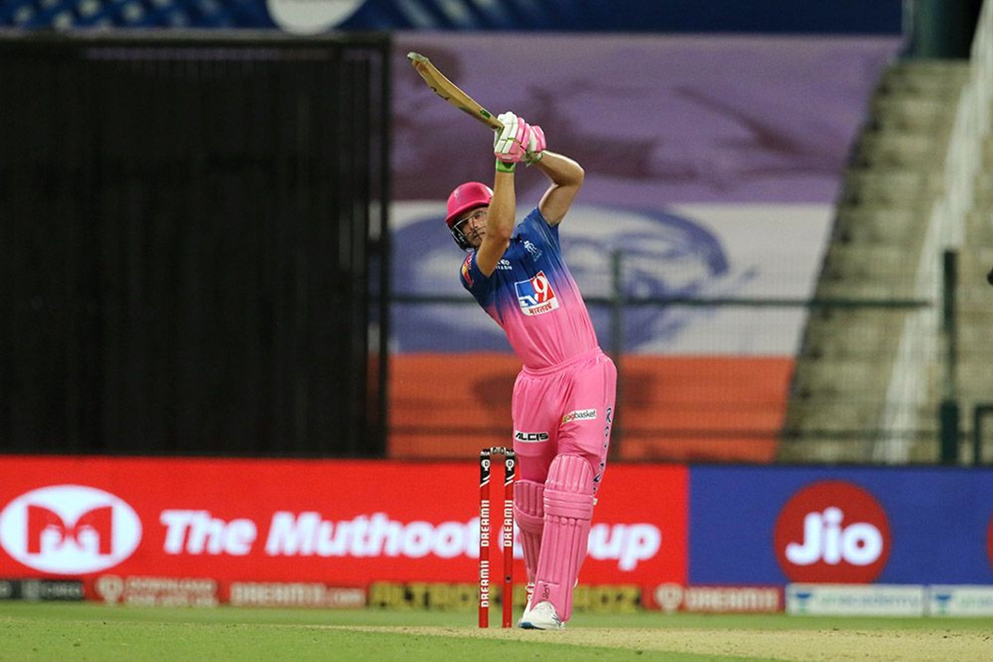 Jos Buttler playing a shot in his 70* runs knock against CSK in Abu Dhabi. (Photo - BCCI / IPL) 