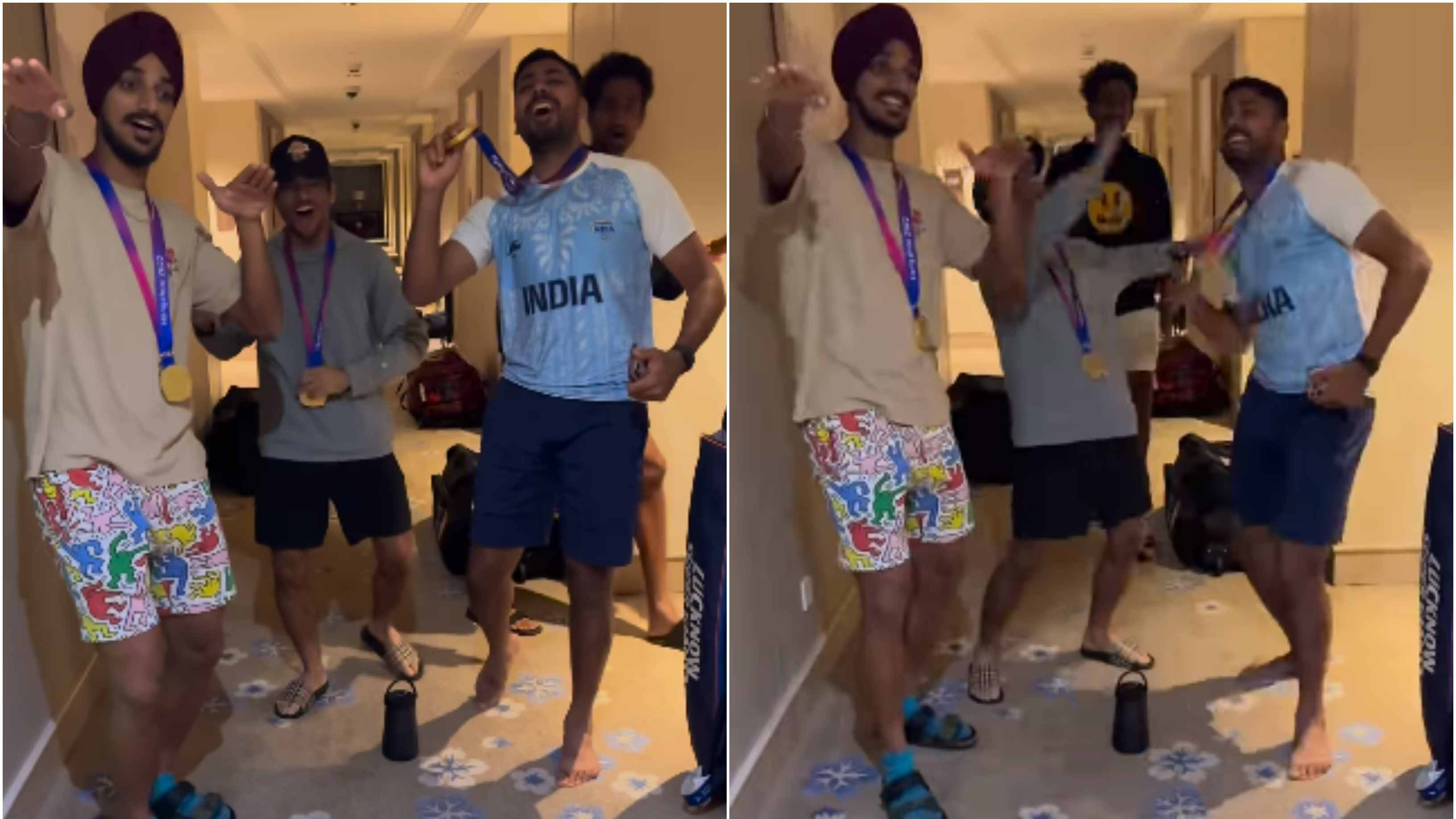 WATCH: Ravi Bishnoi, Arshdeep Singh, Avesh Khan sing “Lehra Do” song after helping India win gold medal in Asian Games