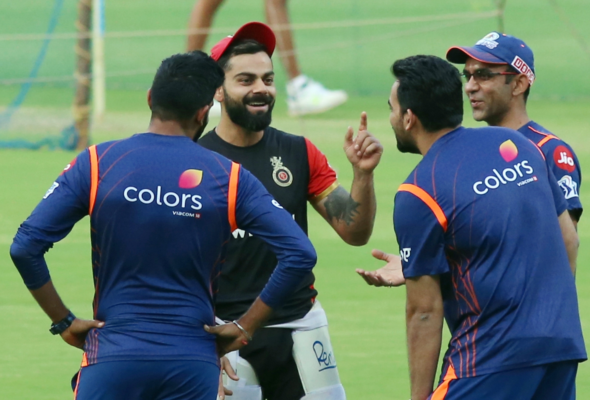 Virat Kohli with MI members during a net session in Bangalore | IANS