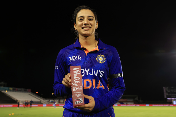 Smriti Mandhana won the Player of the match for her 79*| Getty