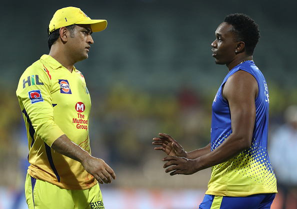 Dwayne Bravo with MS Dhoni | Getty