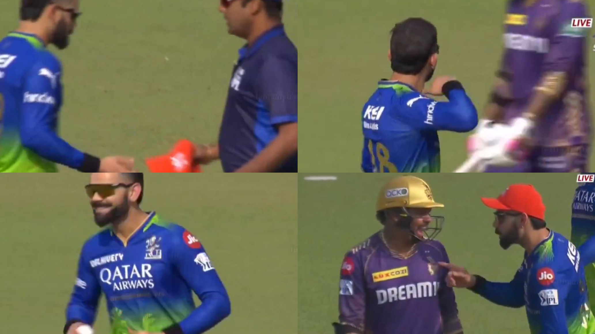 IPL 2024: WATCH- Virat Kohli pretends to open the bowling for RCB, makes throat slash gesture at Sunil Narine