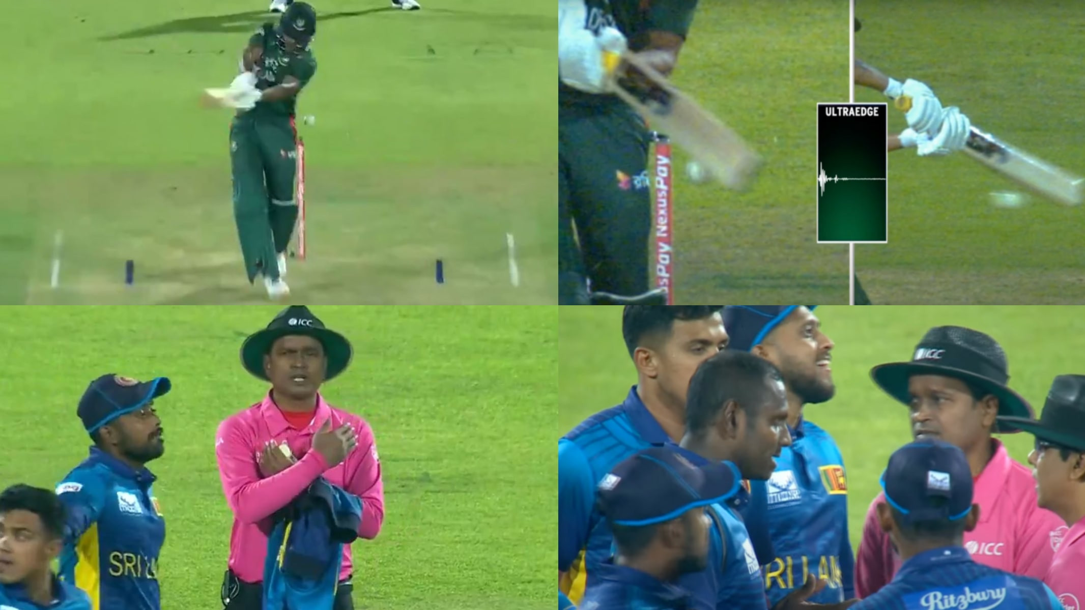 BAN v SL 2024: WATCH- Sri Lanka team fumes as Soumya Sarkar survives caught behind despite huge spike on ultra edge