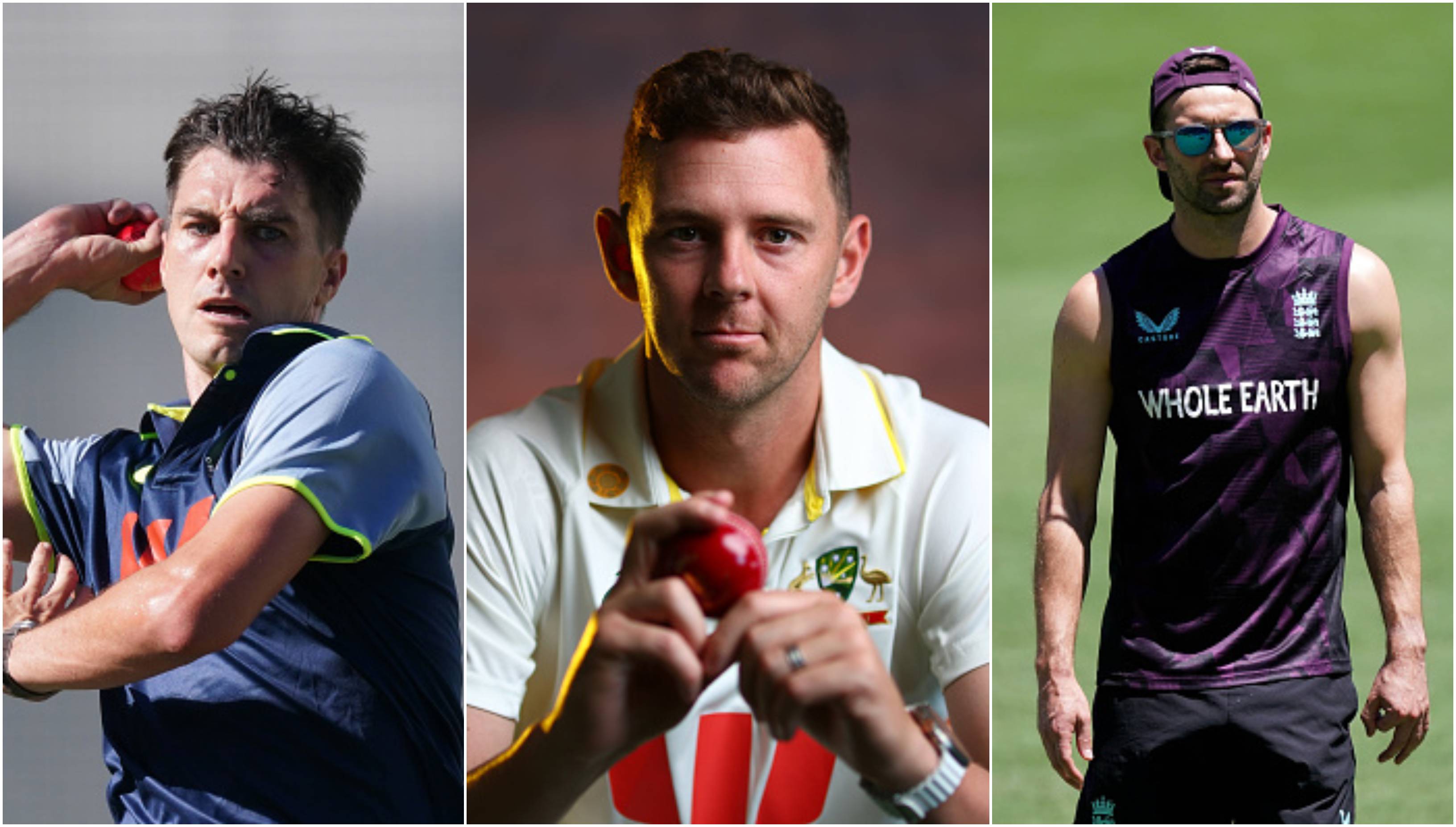 Pat Cummins, Josh Hazlewood and Mark Wood | Getty