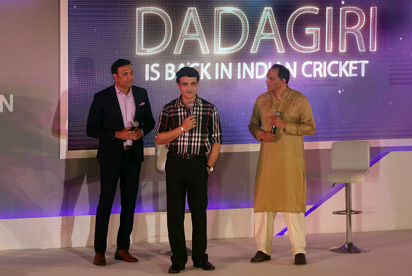 Ganguly along with Azharuddin and Laxman during a felicitation program at the Eden Gardens | Getty