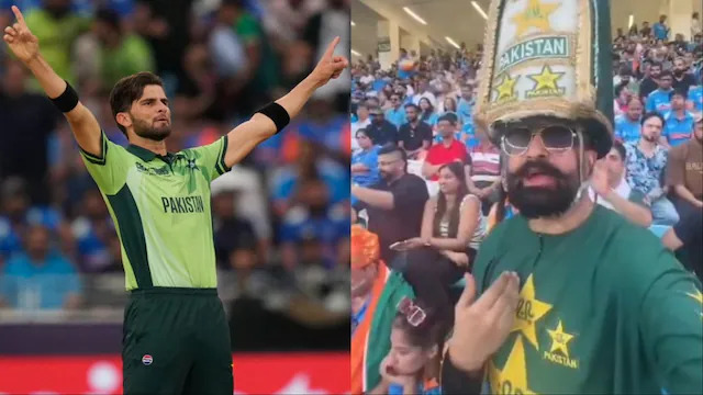 Pakistan fan cursing Shaheen Afridi during IND v PAK match | X