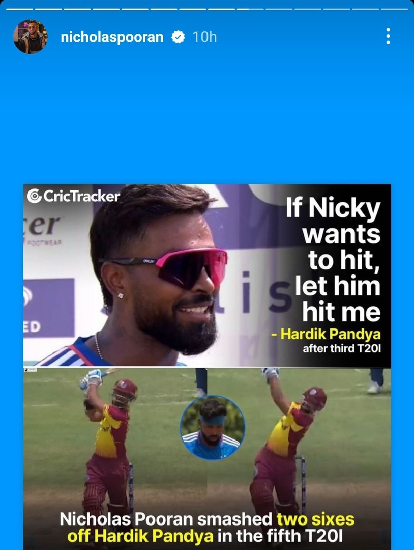 Photo- Nicholas Pooran Instagram