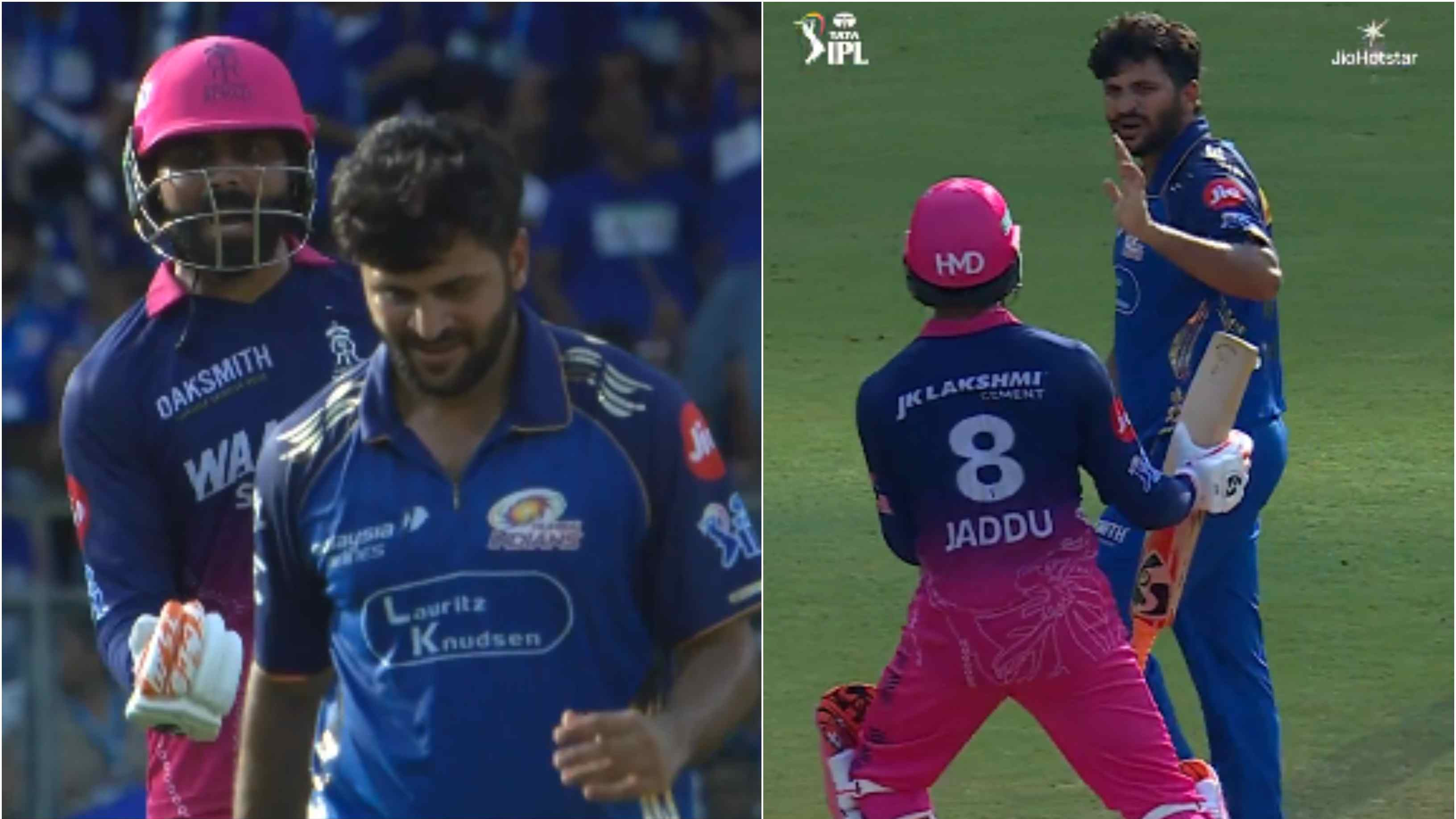 IPL 2026: WATCH – Ravindra Jadeja mocks Shardul Thakur’s aggressive celebration after no-ball drama during MI vs RR clash