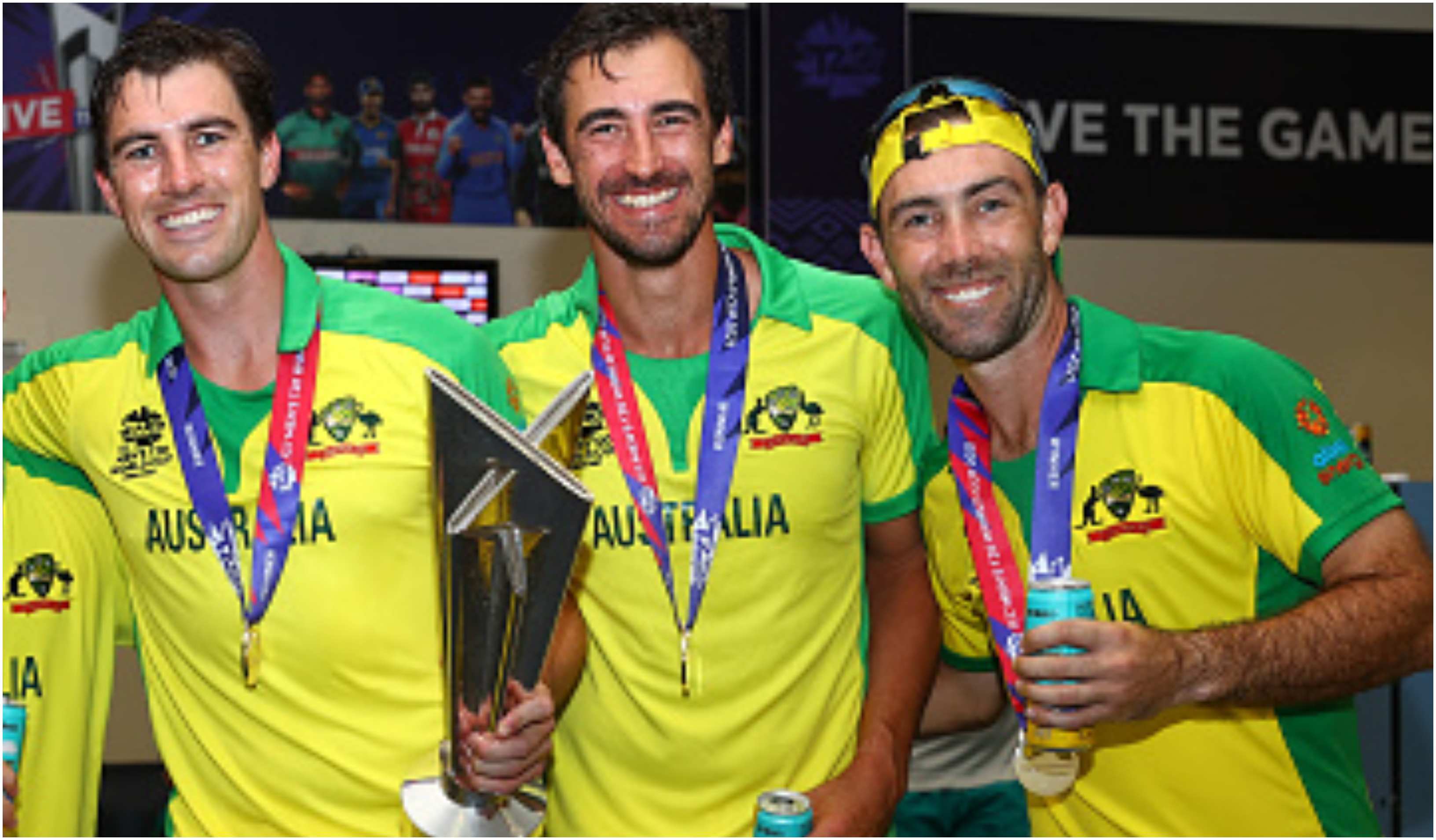 Pat Cummins, Mitchell Starc and Glenn Maxwell | Getty