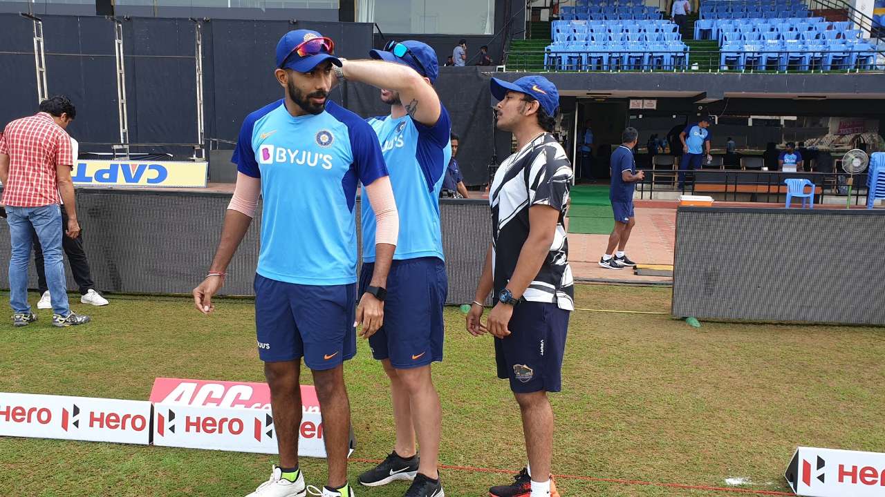 Jasprit Bumrah and Prithvi Shaw were seen in India's practice session at Vizag | Twitter