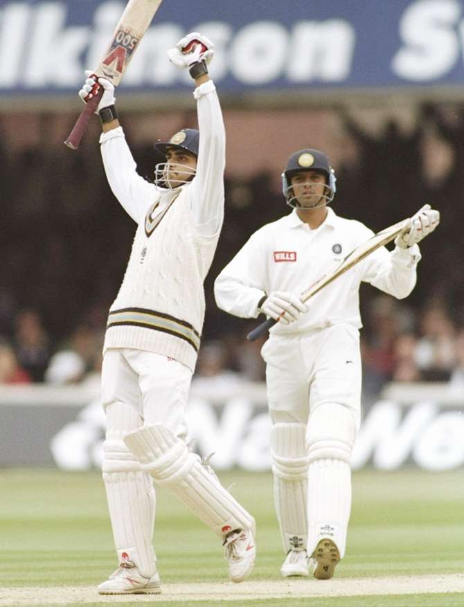 Ganguly made 131 and Dravid slammed 95 in their debut Test innings for India at Lord's