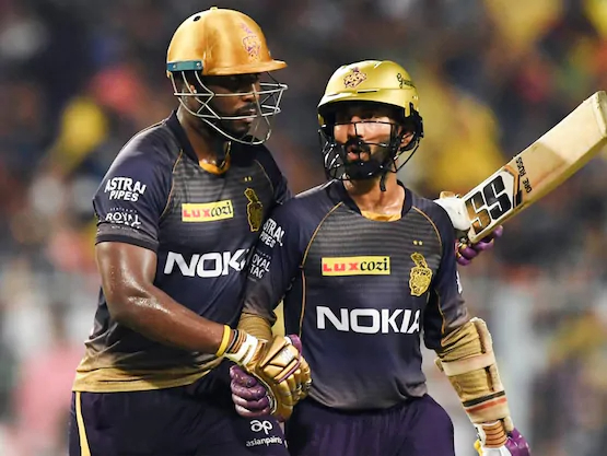 Andre Russell and Dinesh Karthik for KKR | AFP