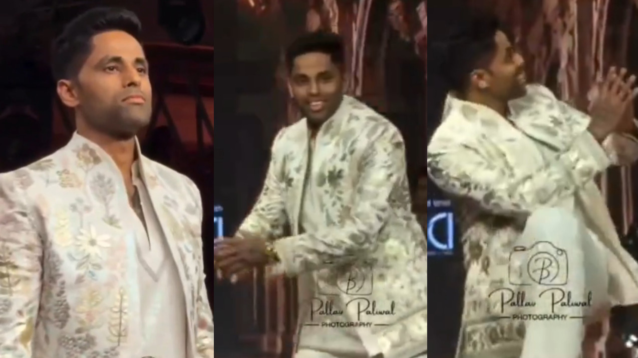 WATCH- Suryakumar Yadav plays his trademark Supla shot on the runway during Lakmé Fashion Week 2026