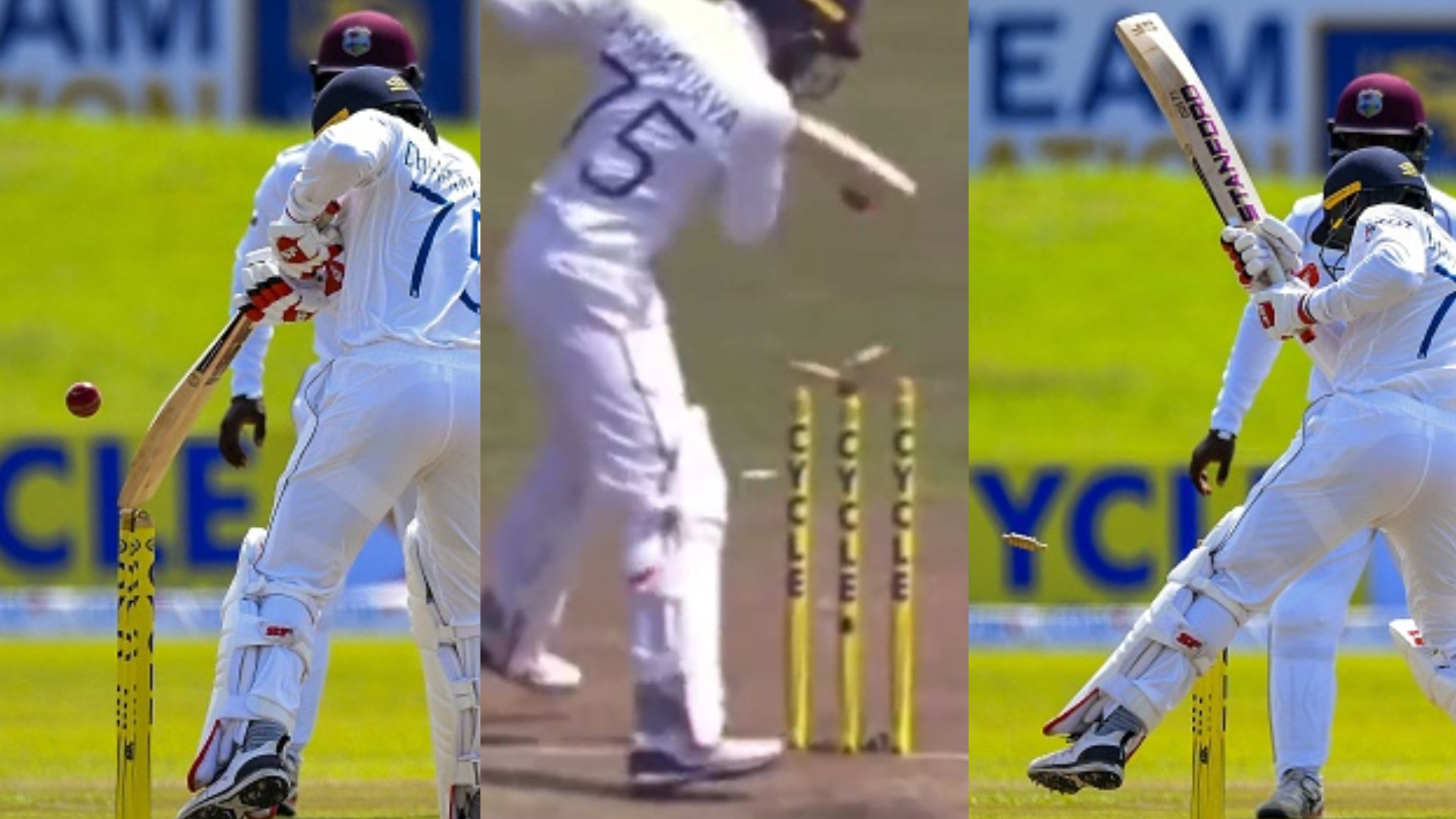 SL v WI 2021: WATCH- Dhananjaya de Silva gets out hit-wicket trying to keep the ball from hitting the stumps