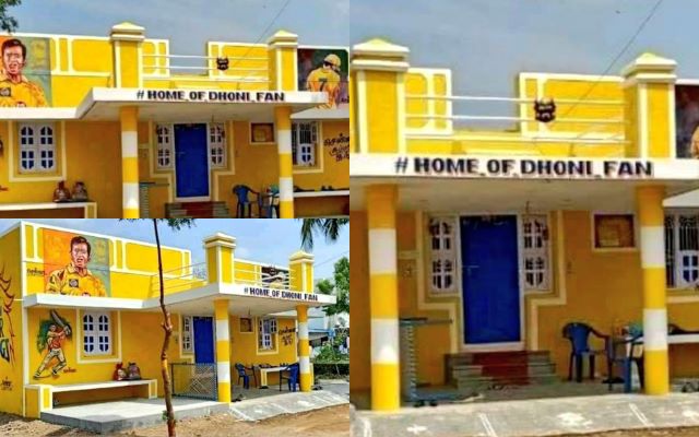 Die-hard CSK and MS Dhoni fan paints his house in yellow | Twitter