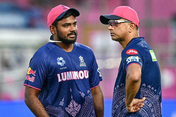 Sanju Samson and RR coach Rahul Dravid | Getty