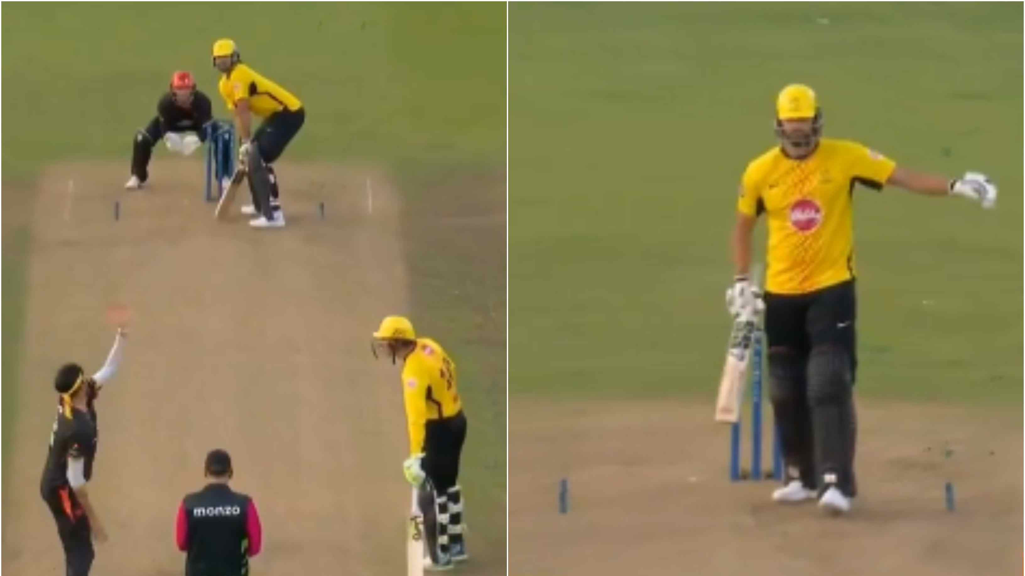 WATCH: Tim David unhappy with Usman Tariq’s bowling action; gestures ‘no-ball’ to on-field umpire after being dismissed