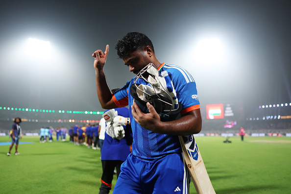 Sanju Samson made 97* with 12 fours and 4 sixes in his match-winning knock | Getty