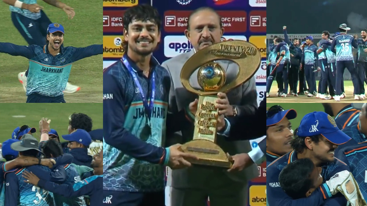 WATCH- Jharkhand players celebrate after becoming SMAT 2025 champions; Ishan Kishan lifts the trophy