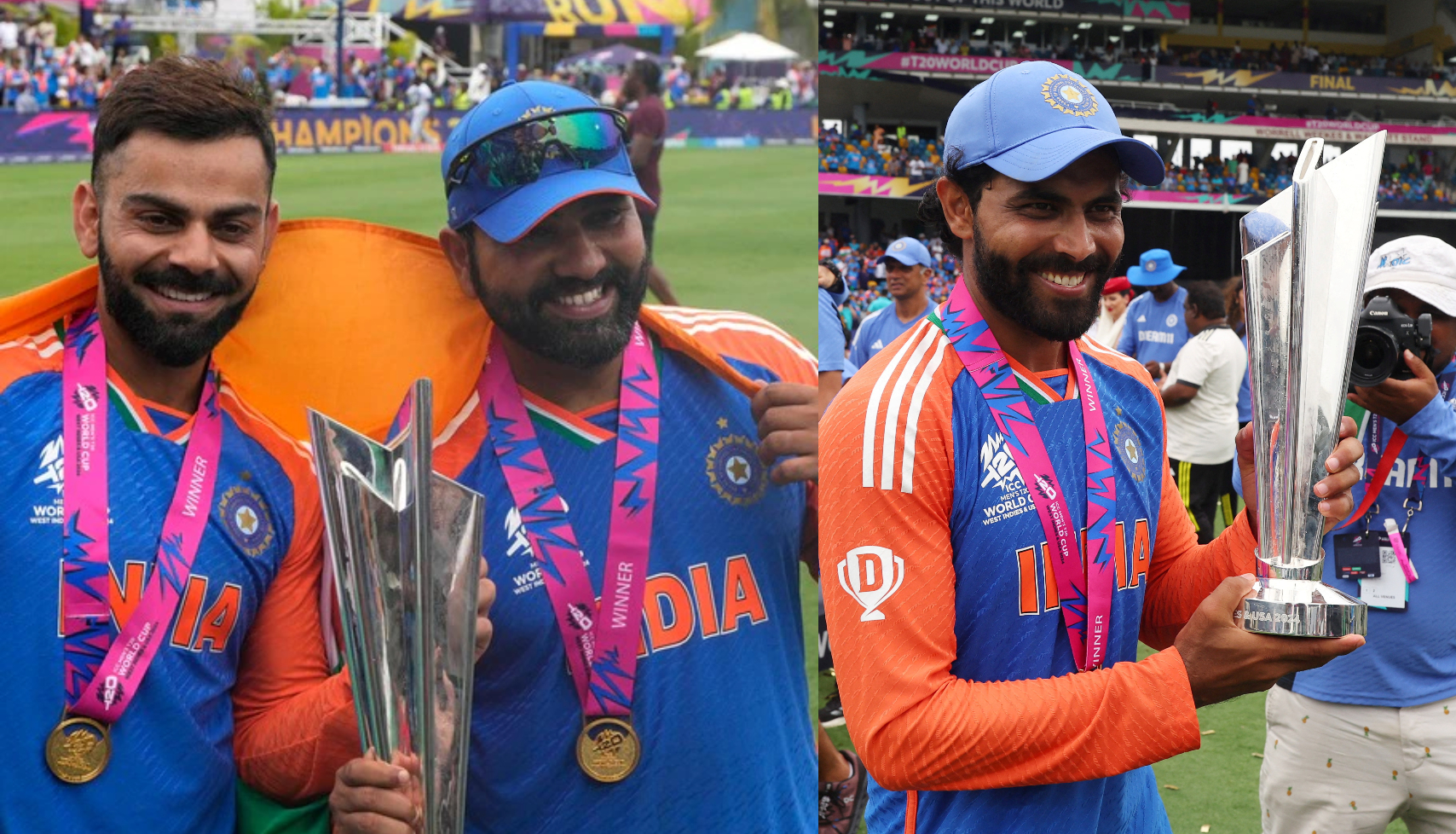 Rohit Sharma, Virat Kohli and Ravindra Jadeja | Getty