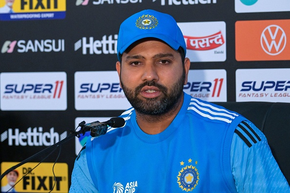 Rohit Sharma addressing the media on the eve of India's Asia Cup 2023 opener | Getty