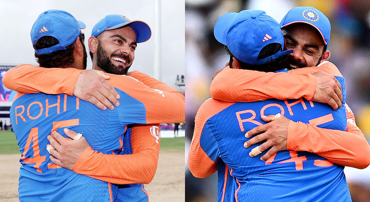 Rohit Sharma and Virat Kohli's hug after India's T20 World Cup 2024 win | Getty