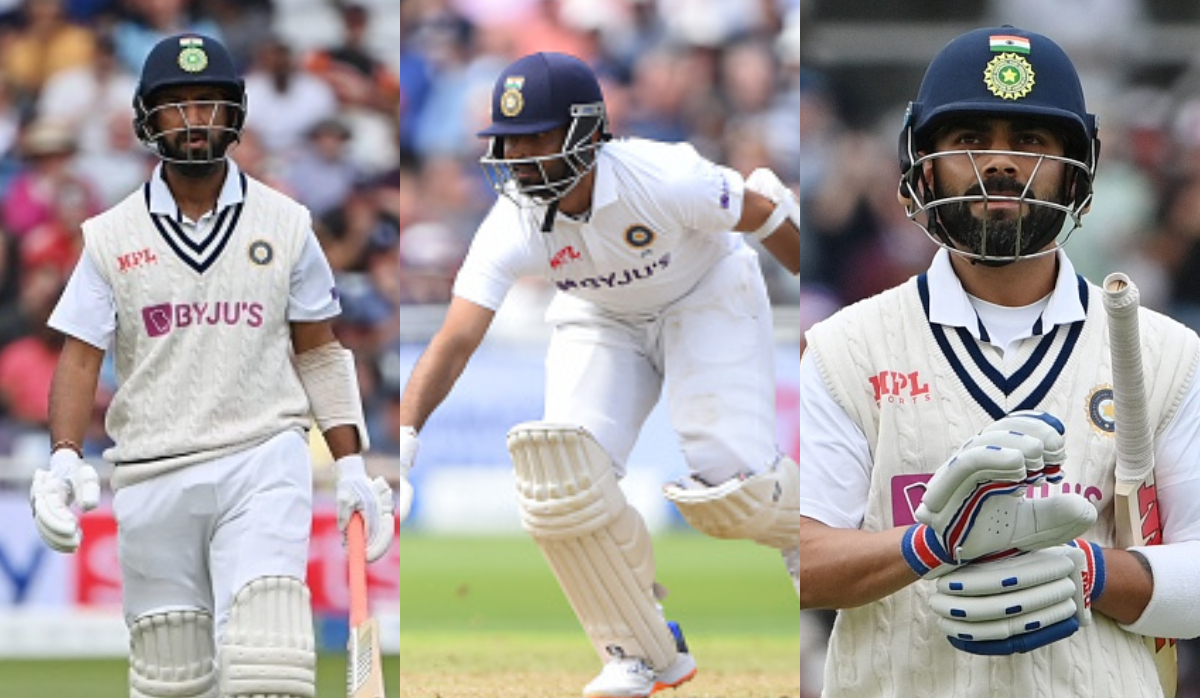 Cheteshwar Pujara, Virat Kohli, and Ajinkya Rahane | Getty Images