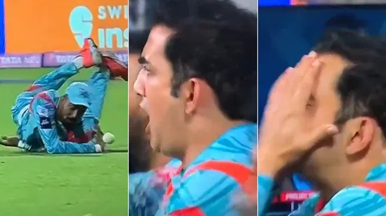 IPL 2022: WATCH- Gambhir’s expression changes from elation to anguish as Rahul drops Karthik’s catch