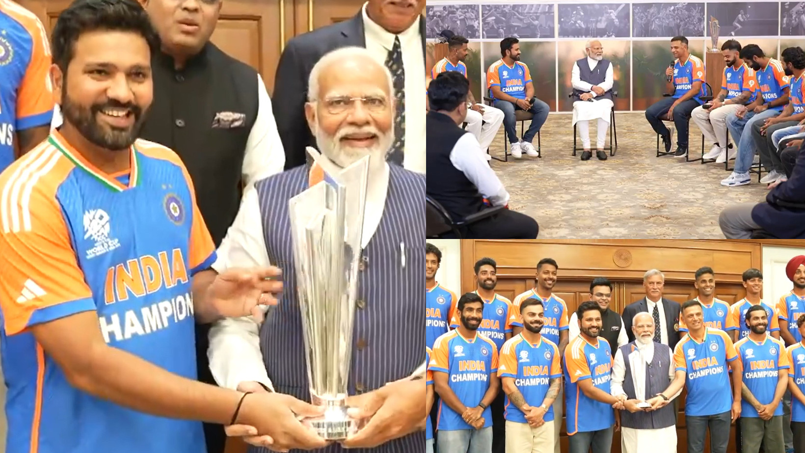 WATCH- T20 World Champions India team led by Rohit Sharma meets PM Narendra Modi in Delhi