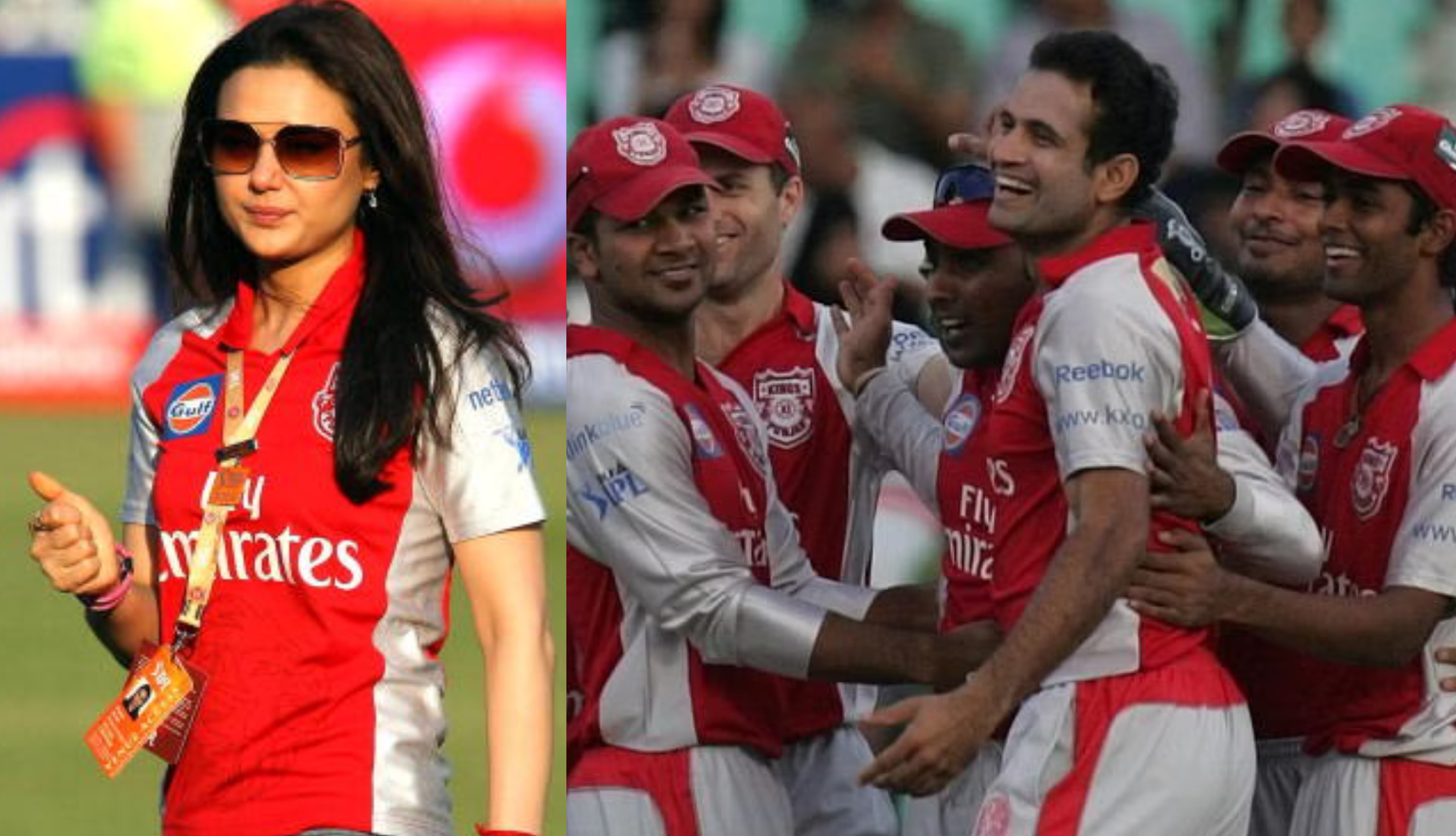 Preitzy Zinta and the Punjab franchise players in IPL 2009 | Getty