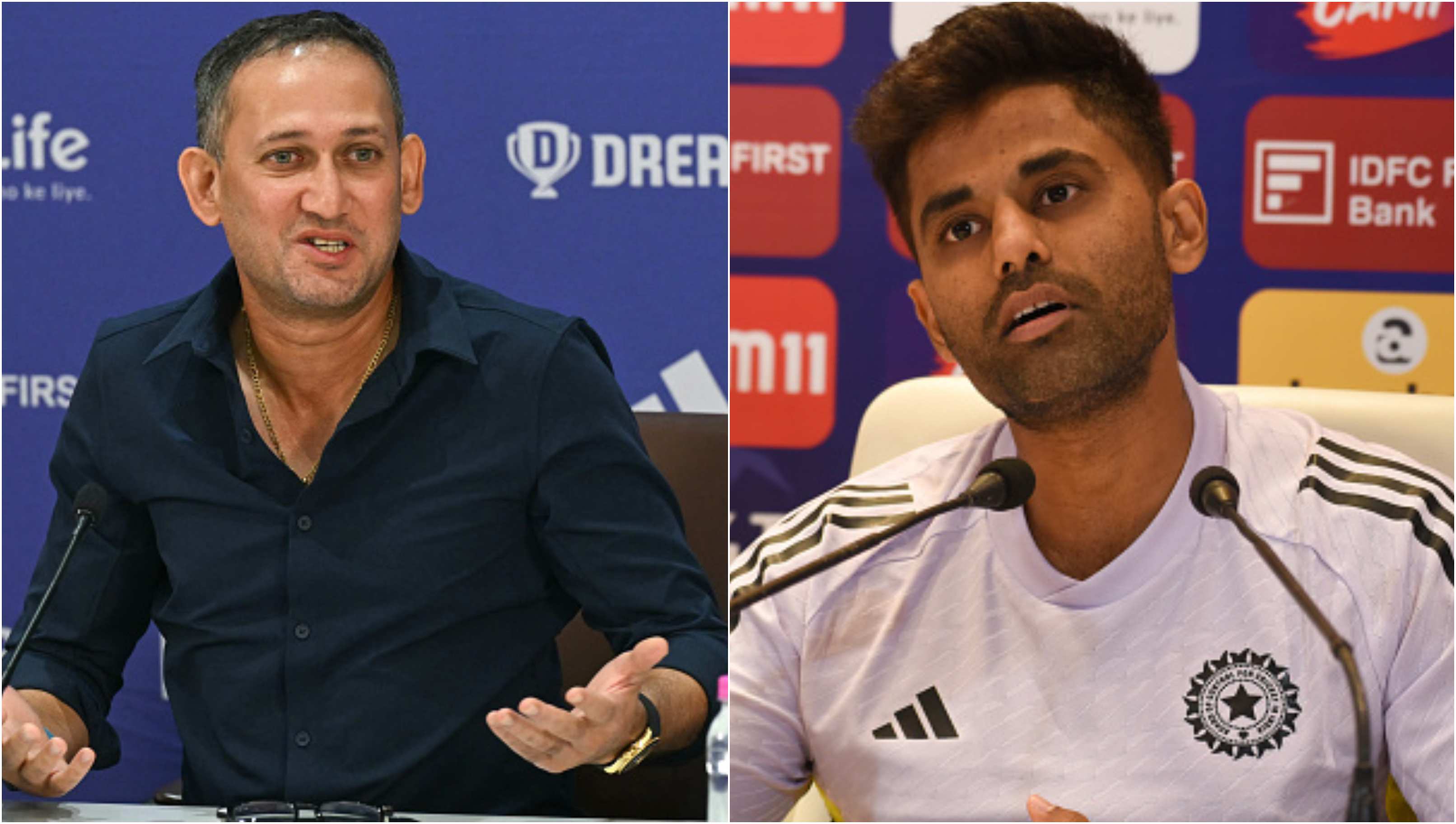 Ajit Agarkar and Suryakumar Yadav were set to address the media at 1:30 PM IST on Tuesday | Getty