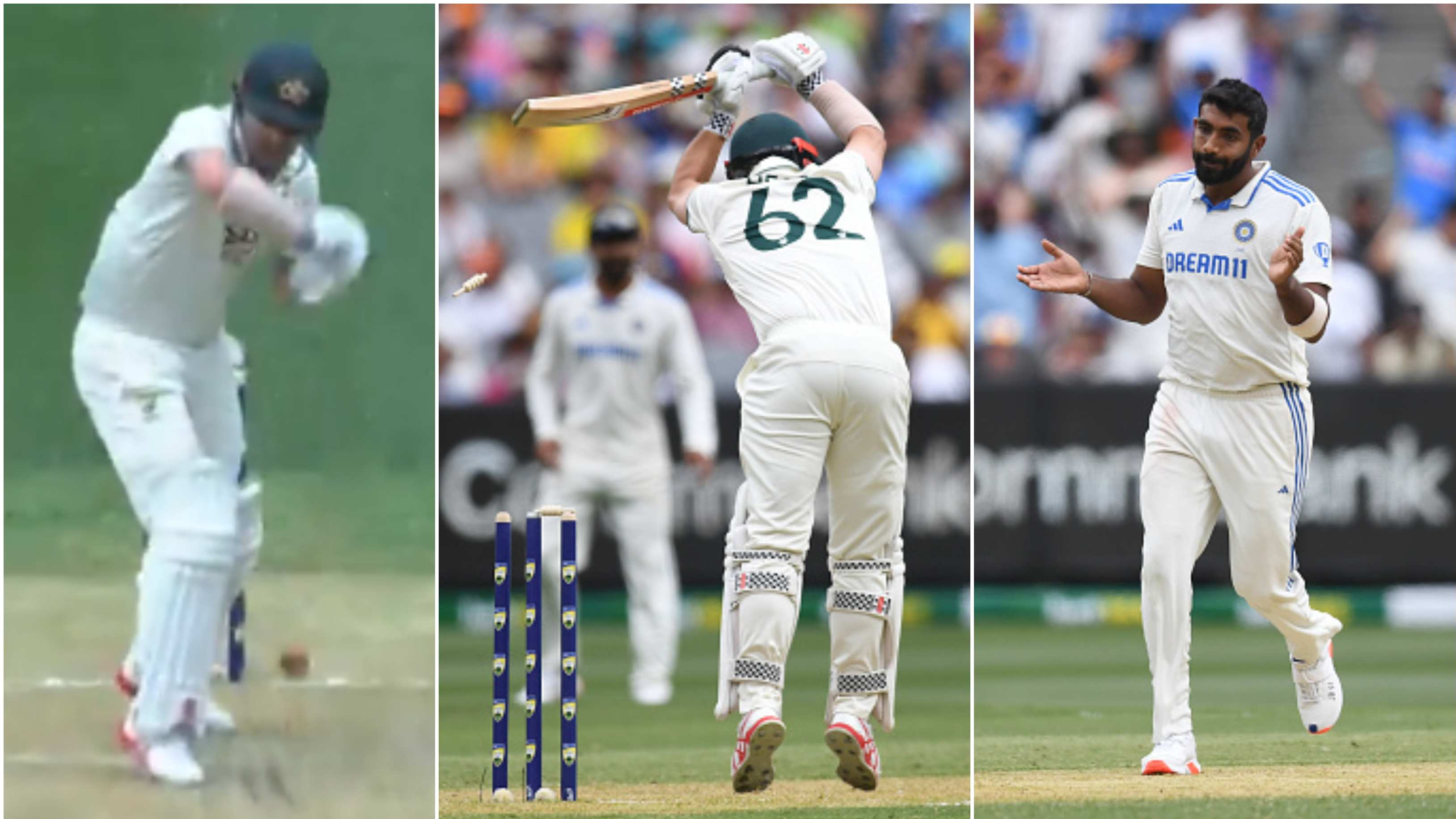 BGT 2024: WATCH - Jasprit Bumrah knocks over Travis Head for a seven-ball duck in Boxing Day Test