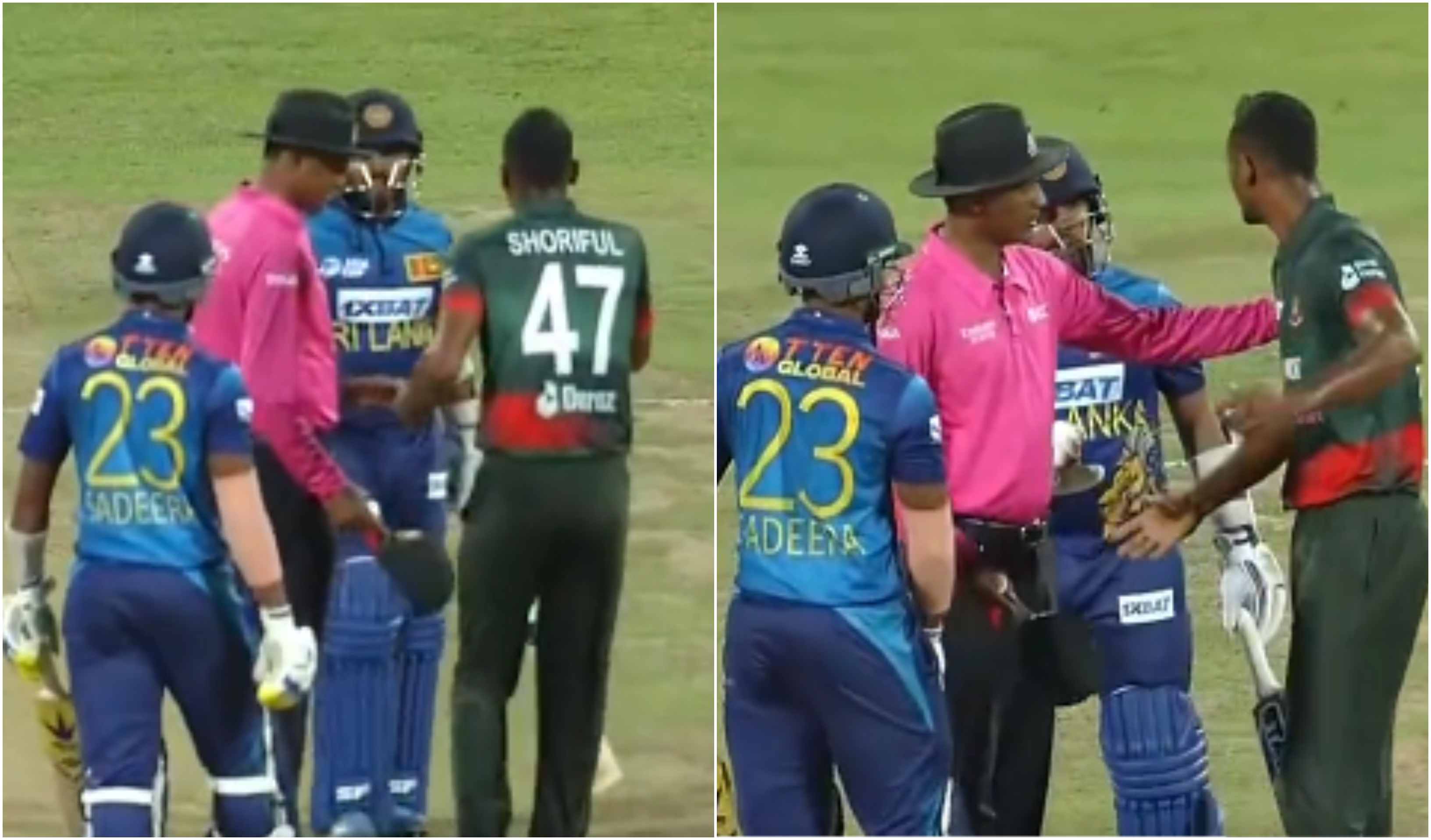 Shoriful Islam and Kusal Mendis indulged in a verbal spat | Screengrab