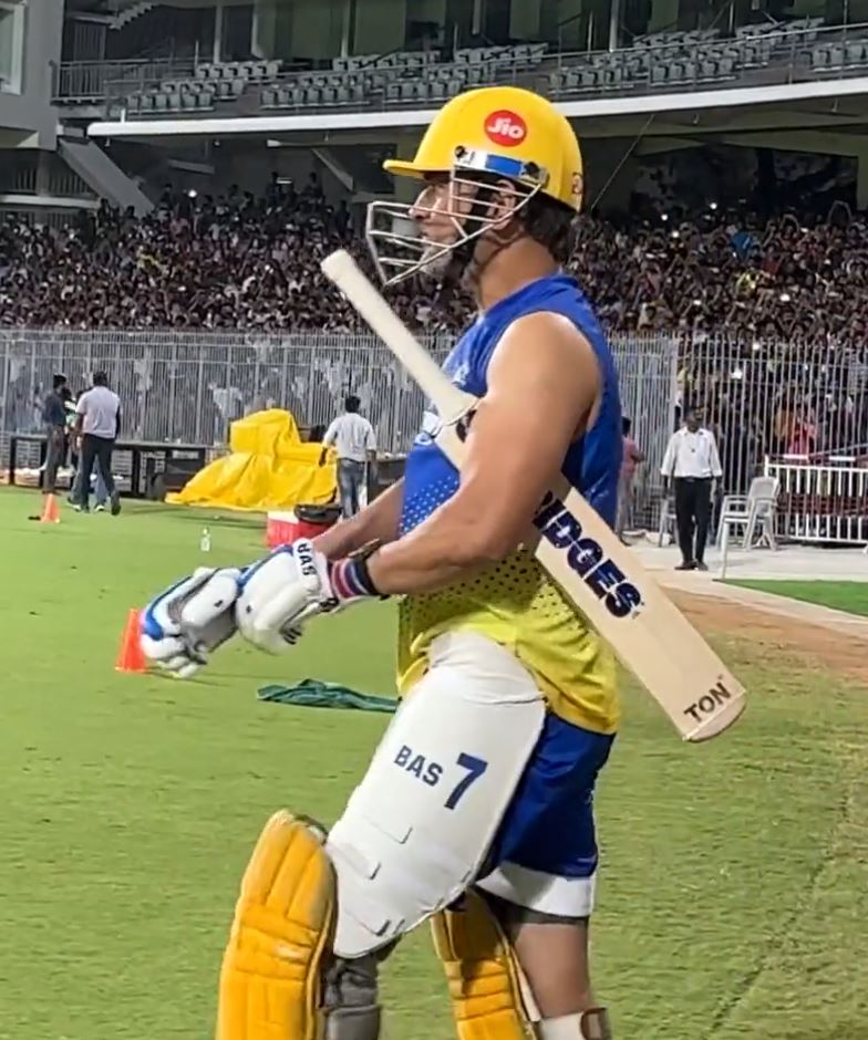 MS Dhoni walks out to bat in practice match | CSK Instagram