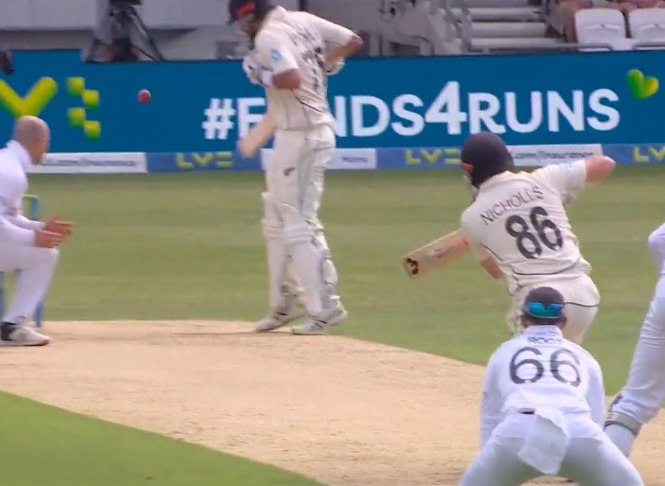 Nicholls' shot hit Mitchell's bat at bowling end and ball went to mid off fielder | Twitter