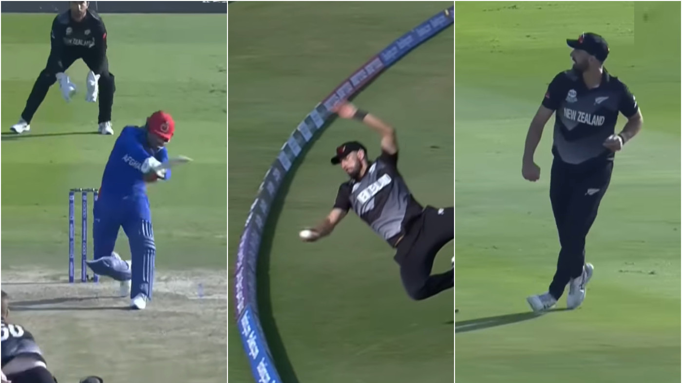 T20 World Cup 2021: WATCH - Daryl Mitchell saves a six with an acrobatic effort near boundary 