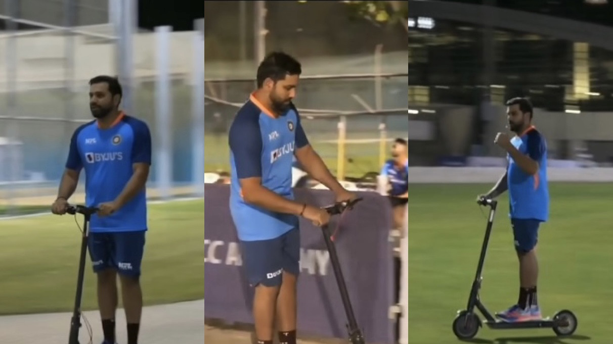 Asia Cup 2022: WATCH - Rohit Sharma enjoys kick scooter ride after net session; fans tell him 'don't get injured'