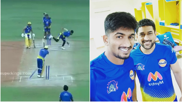 IPL 2021: WATCH - 22-year-old Harishankar Reddy uproots MS Dhoni's leg stump in CSK's intra-squad match